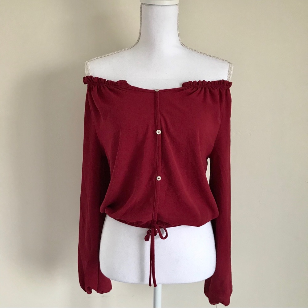 FASHION NOVA off shoulder wine top size - S